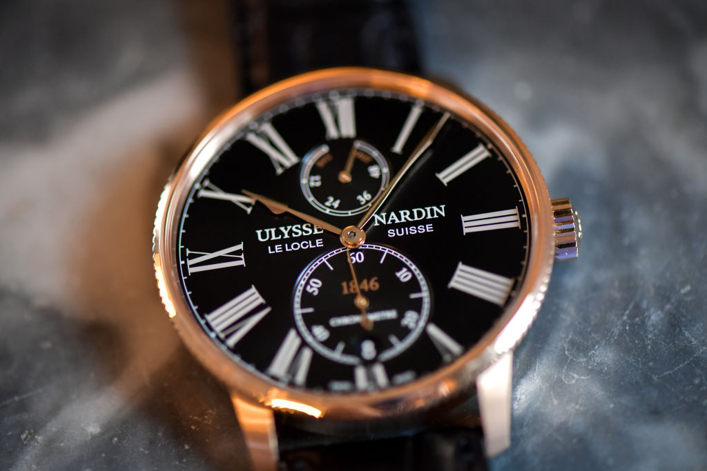 雅典表（Ulysse Nardin）Marine 1846腕表。（Harold Cunningham／Getty Images for Ulysse Nardin）